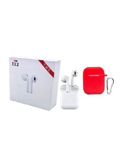 Buy I12 In-Ear Bluetooth Earphones With Charging Case White/Red in Saudi Arabia