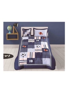 Buy 4-Piece Printed Comforter Set Fabric Blue/White/Brown Single in Saudi Arabia