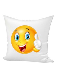 Buy Emoji Printed Throw Pillow White/Yellow/Red 40x40cm in UAE