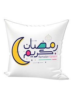 Buy Ramadan Kareem Printed Decorative Throw Pillow White/Yellow/Black 40x40cm in UAE