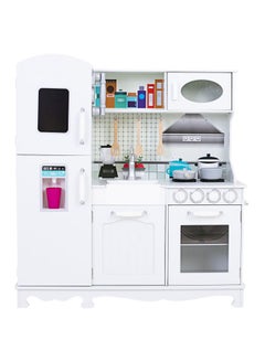 Buy Modular Wooden Realistic Miniature Kitchen Pretend Play Toy Set For Kids 95X30X103cm in UAE