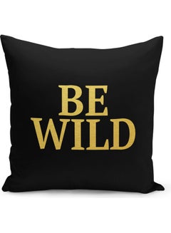 Buy Be Wild Printed Decorative Pillow Black/Gold 40x40cm in Saudi Arabia