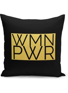 Buy Women Power Printed Decorative Pillow Black/Gold 40x40cm in Saudi Arabia
