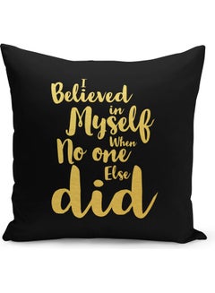 Buy Motivational Quote Printed Decorative Pillow Black/Gold 40x40cm in UAE