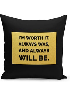 Buy Motivational Quote Inspirational Quote Printed Decorative Pillow Black/Gold 40x40cm in Saudi Arabia