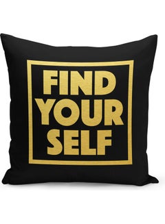 Buy Inspirational Words Quote Printed Decorative Pillow Black/Gold 40x40cm in Saudi Arabia