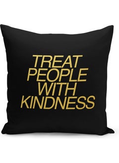 Buy Treat People Printed Decorative Pillow Black/Gold 40x40cm in Saudi Arabia