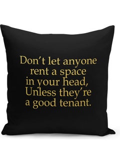 Buy Good Tenant Quote Printed Decorative Pillow Black/Gold 40x40cm in Saudi Arabia