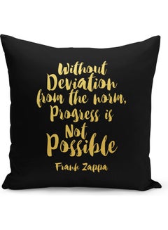 Buy Without Deviation Quote Printed Decorative Pillow Black/Yellow 40 x 40cm in Saudi Arabia