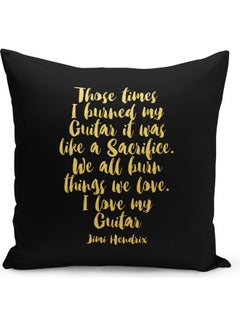 Buy I Love My Guitar Printed Decorative Pillow Black/Yellow 40 x 40cm in Saudi Arabia