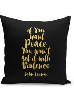 Buy John Lennon Quote Printed Decorative Pillow Black/Yellow 40 x 40cm in Saudi Arabia