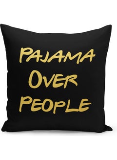 Buy Pajama Funny Quote Black Velvet Pillow with Metalic Gold Golden Foil Foil Print Pajama Over People DIY Home Décor Pillow Black 40 x 40cm in Saudi Arabia