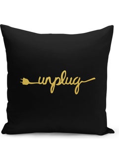 اشتري "وسادة زينة للديكور بطبعة كلمة "Unplug" أسود/ أصفر 40 x 40سم في السعودية