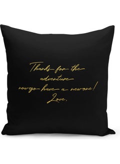 Buy Love Quote Printed Throw Pillow Black/Yellow 40 x 40cm in Saudi Arabia
