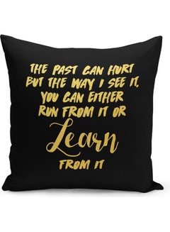 Buy Learn Quote Printed Throw Pillow Black/Yellow 40 x 40cm in Saudi Arabia