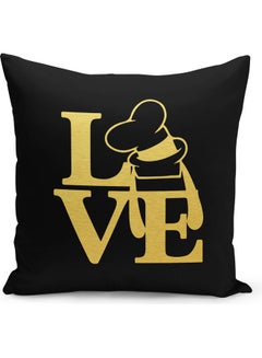 Buy Love Printed Throw Pillow Black/Yellow 40 x 40cm in Saudi Arabia