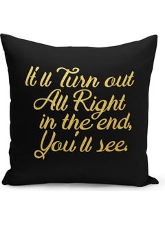 Buy It Will Be All Right Quote Printed Throw Pillow Black/Yellow 40 x 40cm in Saudi Arabia