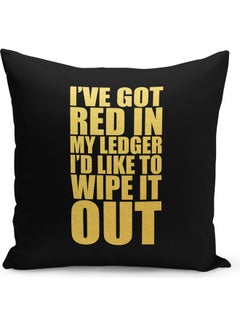 Buy Wipe It Out Quote Printed Throw Pillow Black/Yellow 40 x 40cm in UAE