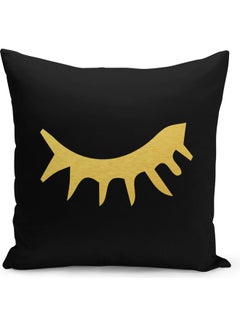 Buy Eye Lashes Printed Decorative Pillow Black/Gold 40x40cm in Saudi Arabia