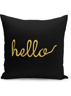 Buy Hello Accent Printed Decorative Pillow Black/Gold 40x40cm in Saudi Arabia