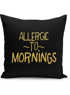 Buy Morning Person Printed Decorative Pillow Black/Gold 40x40cm in Saudi Arabia