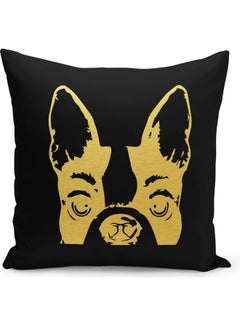 Buy Pet Dog Printed Decorative Pillow Black/Gold 40x40cm in Saudi Arabia