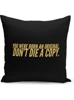 Buy Motivational Quote Printed Decorative Pillow Black/Gold 40x40cm in Saudi Arabia