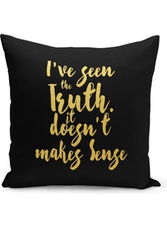 Buy Truth Quote Printed Decorative Pillow Black/Gold 40x40cm in Saudi Arabia