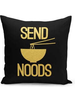 اشتري وسادة للديكور مطبوع عليها عبارة "Send Noods" أسود/ أصفر 40 x 40سم في السعودية