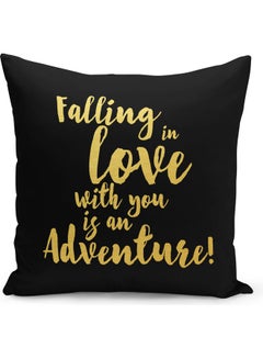 Buy Falling In Love Printed Throw Pillow Black/Yellow 40 x 40cm in Saudi Arabia