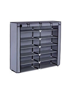 Buy 12-Shelves Multipurpose Adjustable Collapsible Shoe Rack Grey 120x118x30cm in UAE