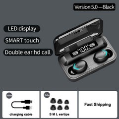 اشتري F9-5 TWS BT 8D Wireless Touch Control Earphones With 2000mAh Magnetic Charging Case Black في مصر