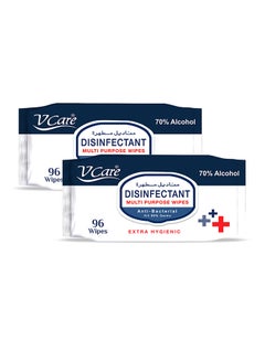 Buy Disinfectant Multi Purpose Anti Bacterial Wipes 96 Pieces Pack of 2 in UAE