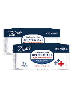 Buy Disinfectant Multi Purpose Anti Bacterial Wipes 48 Pieces Pack of 2 in UAE