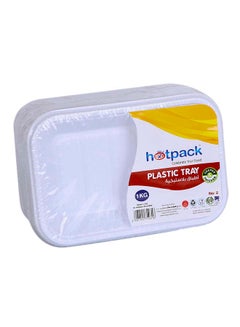 Buy Disposable Rectangular Plastic Serving Tray 1Kg 19.1x13.3x2.2cm in Saudi Arabia