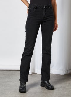 Buy High Waist Flared Jeans Black in UAE