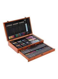 Deluxe Art Kit in Portable Wooden Case With Colored Pencils