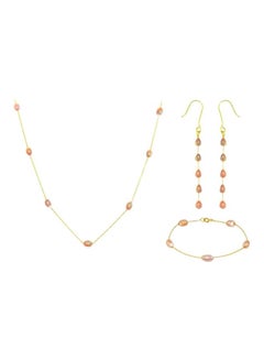 Buy 4-Piece 10 Karat Gold Pearls Jewellery Set in UAE