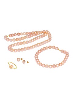 Buy 5-Piece 10 Karat Gold Pearl Jewellery Set in UAE