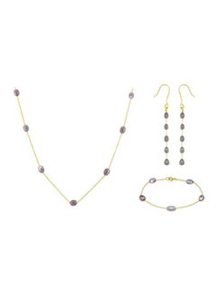 Buy 4-Piece 10 Karat Gold Pearls Jewellery Set in UAE