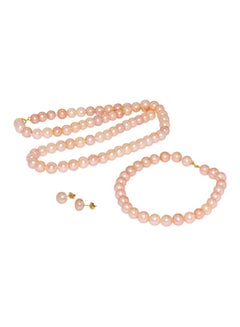 Buy 4-Piece 10 Karat Gold Pearl Jewellery Set in UAE