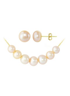 Buy 3-Piece 10 Karat Gold Pearl Jewellery Set in UAE