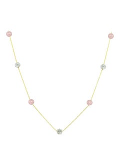 Buy 18 Karat Gold Crystal Balls And Pearls Necklace in UAE