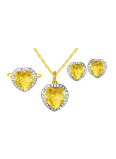 Buy 4-Piece 18 Karat Gold Diamond And Citrine Studded Jewellery Set in UAE