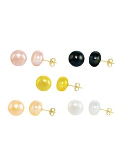 Buy Pair Of 5 18 Karat Gold Pearl Earrings in UAE