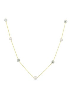 Buy 18 Karat Gold Built-In Crystal Ball And Pearl Necklace in UAE