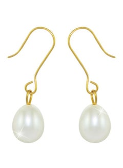 Buy 18 Karat Gold Pearl Studded Drop Earrings in UAE