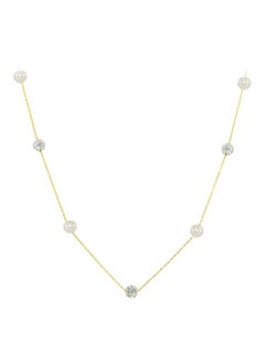 Buy 18 Karat Gold Crystal Ball And Pearl Studded Necklace in UAE