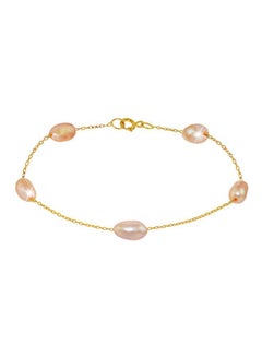 اشتري 10K Yellow Gold Pearl Bracelet في الامارات