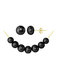 Buy 3-Piece 10 Karat Gold Pearl Necklace And Earrings Set in UAE